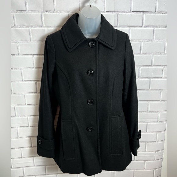 LONDON FOG Women's Classic Single Breasted Wool Coat/black size M - Picture 6 of 9